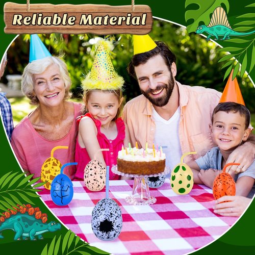 Maxcheck 24 Pcs Kids Dinosaur Party Favor Cups with Lids and Straws,10 oz Egg Dinosaur Cups for Birthday Decorations Dino Egg Theme Party Supplies for Boys Girls