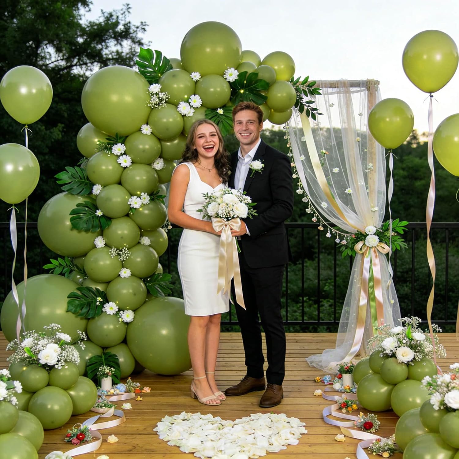 Olive Green Latex Balloons - 110pcs 12 Inch for Birthday Parties, Baby Showers & Weddings | Includes 2 Ribbons