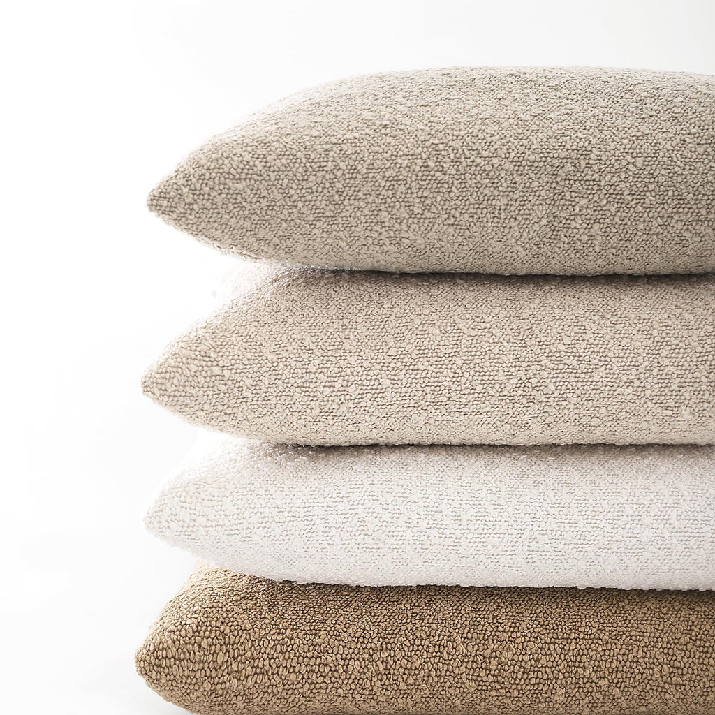 EIHU HOME 18x18 Boucle Throw Pillow Covers, Set of 2, Beige
