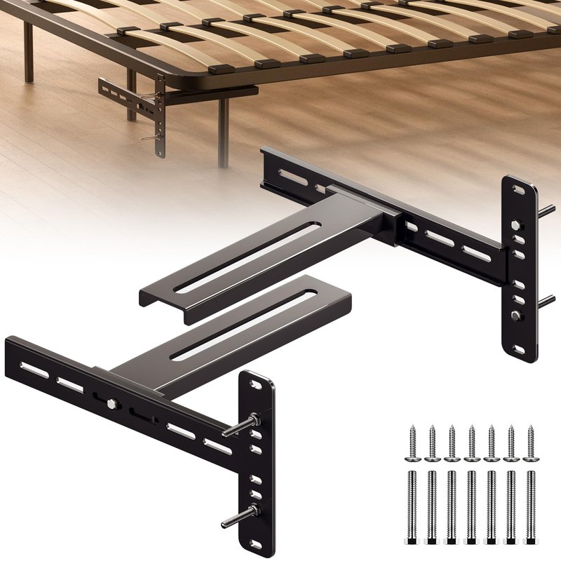 ruiru bro Headboard Brackets for Metal Bed Frame Adjustable Bed Headboard Brackets with Footboard Extension Kit Fit Twin/Full/Queen/King 2Pc Solid Steel (Black)
