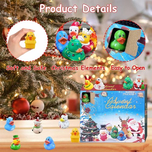 2025 Advent Calendar Rubber Ducks - 24 Days of Fun Christmas Countdown for Kids | Perfect Party Favors