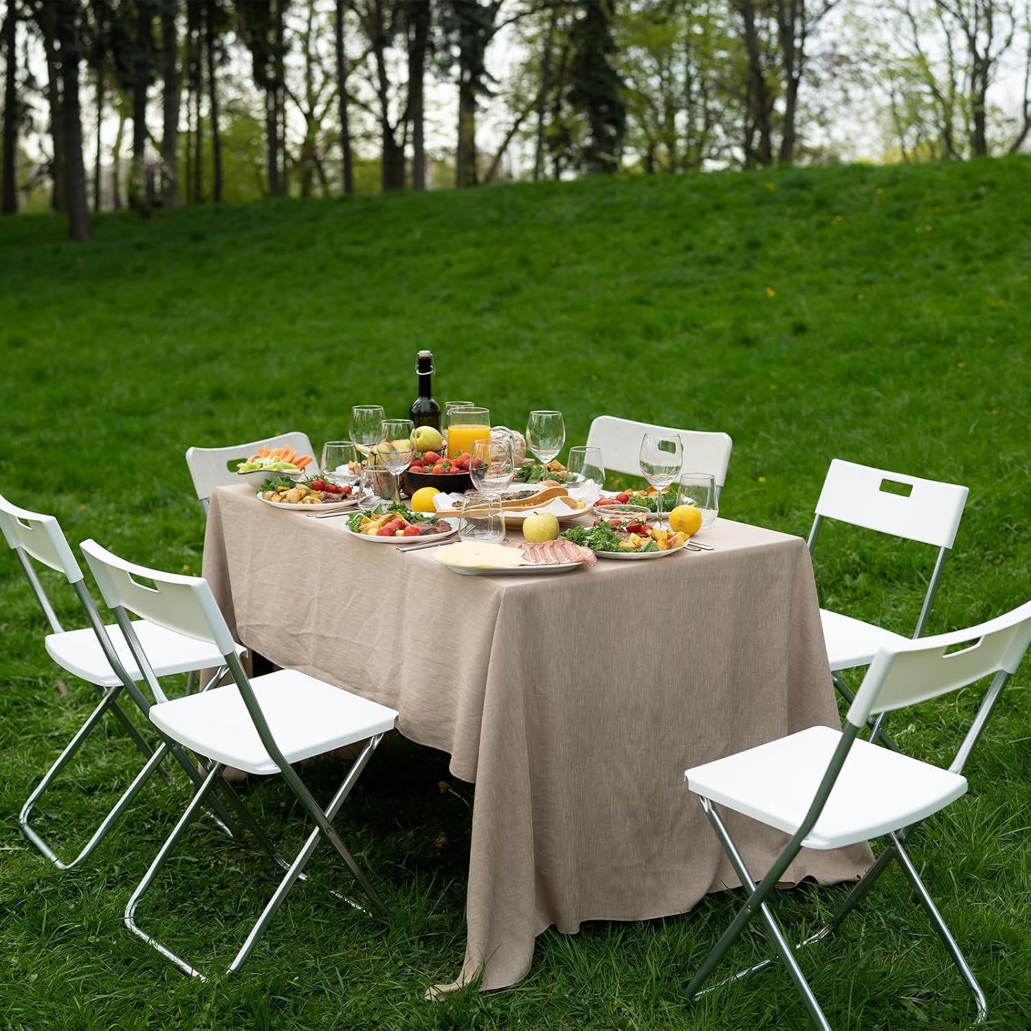 SKOK Folding Picnic Table - Adjustable Height 4/6/8 Foot Portable Plastic Table with Handle | Heavy-Duty Utility for Events