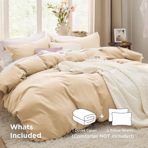 Bedsure Duvet Cover Set - Extra Soft Prewashed Queen Size 3-Piece Bedding, 90x90 Inches with Zipper Closure & 2 Pillow Shams