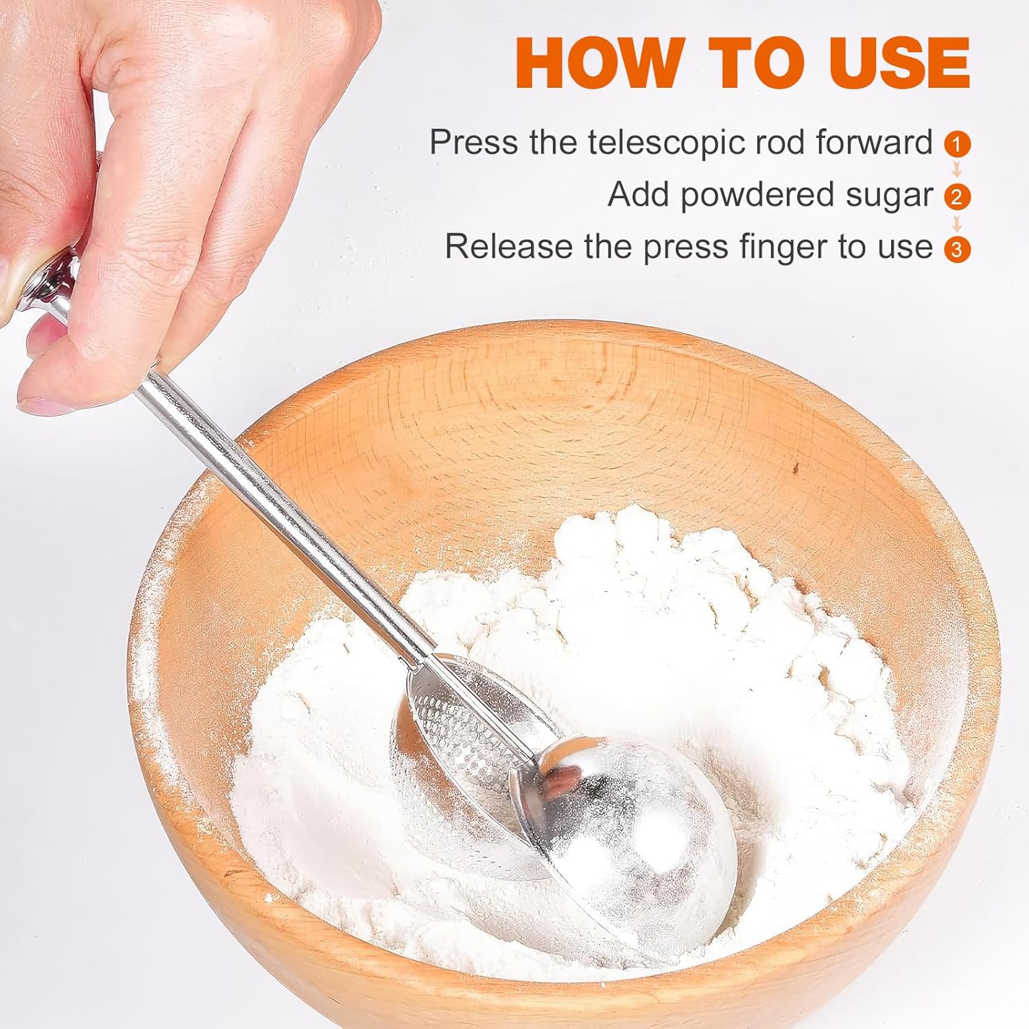 Powdered Sugar Shaker by [Brand Name] - Stainless Steel Duster for Easy One-Handed Use | Perfect for Flour & Spices