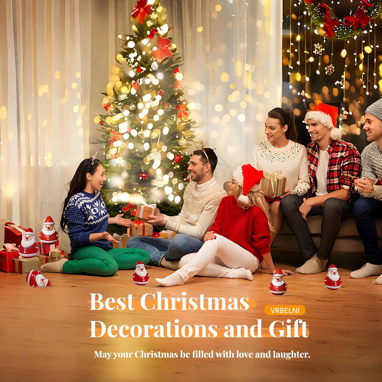 Skiennix Mini Santa Claus Decor - Adorable 3D Christmas Figurines for Holiday Cheer | Perfect for Coffee Tables & Mantels