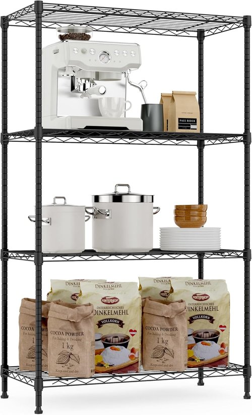 M MZG Heavy Duty 4-Tier Steel Storage Shelving Unit - 1000 lbs Capacity | Organizer Rack for Home, Kitchen, Office (13.7" D x 29.5" W x 47.2" H)