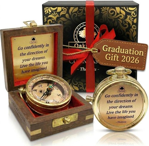 Dream Chaser Compass | Unique Graduation Gift for Him - Motivational Card Included, Perfect for College & High School