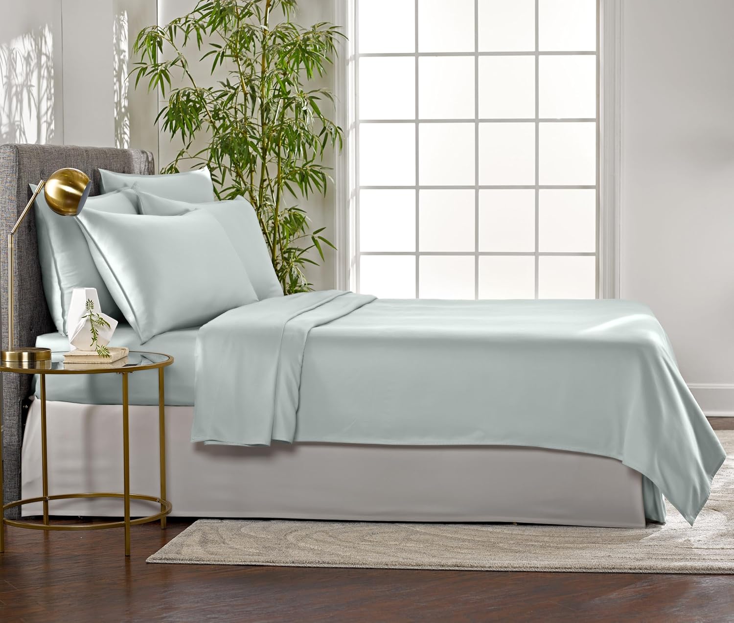 Pure Bamboo Queen Sheets - Luxuriously Soft & Cooling 100% Organic Viscose Bed Set | Sea Glass Color