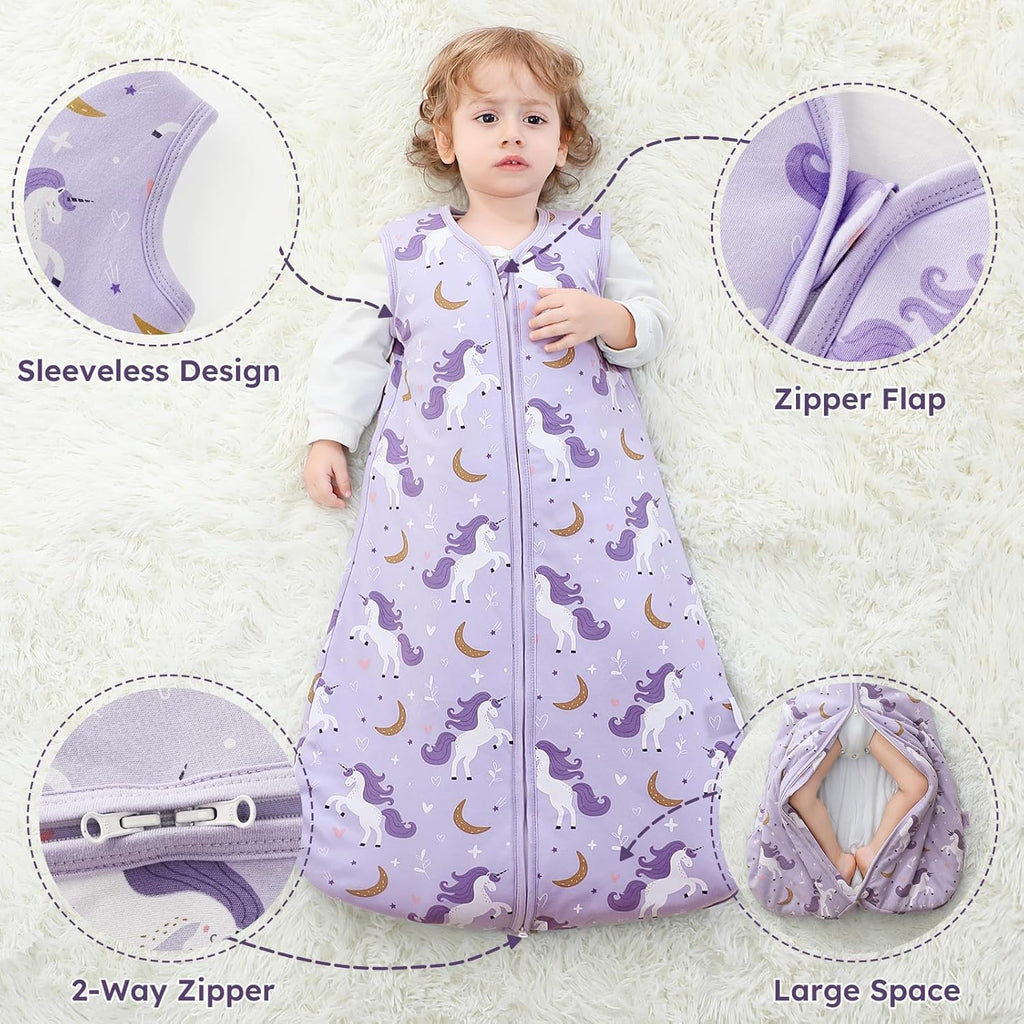 Yoofoss Baby Sleep Sack - 100% Organic Cotton Wearable Blanket for 6-12 Months | TOG 2.5, 2-Way Zipper, Warm & Comfy