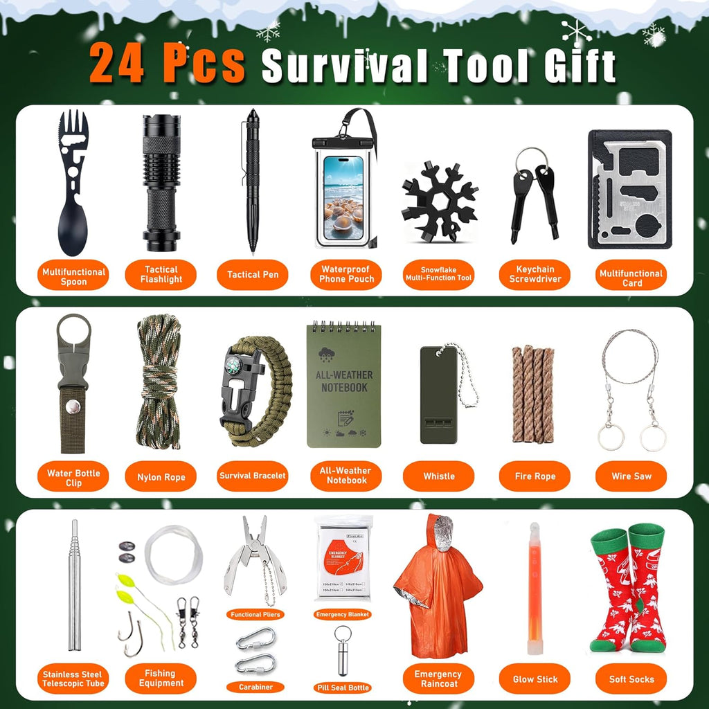 Survival Kit - Essential Outdoor Gear for Camping, Hunting & Adventure | Perfect Christmas Gift for Teens & Men