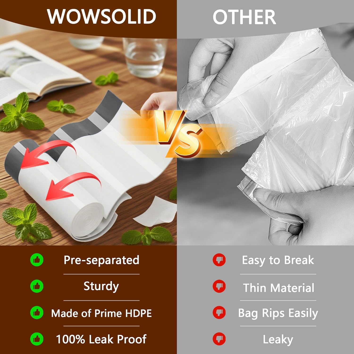 WOWSOLID 4 Gallon Small Trash Bags - 360 Count Drawstring Garbage Bags | 1.2 Mil Thick, Perfect for Mini Bins