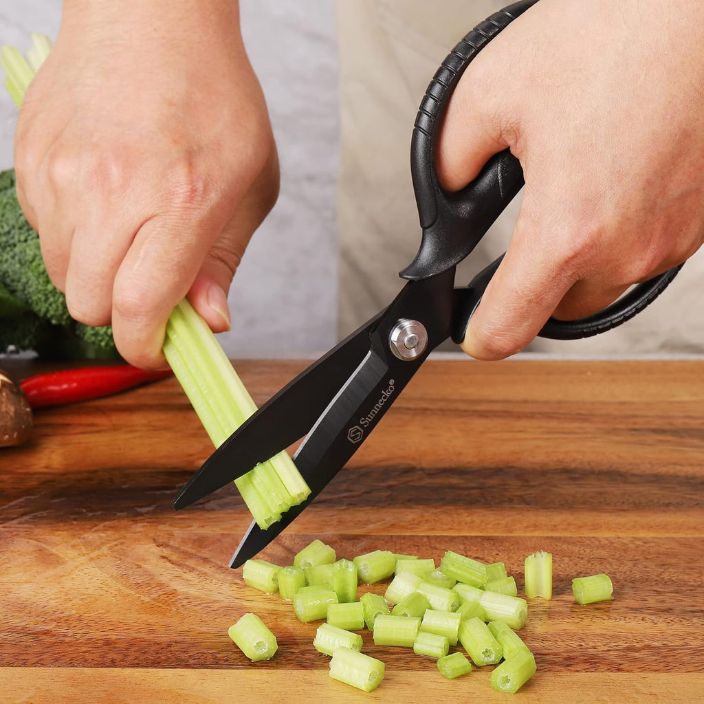 Sunnecko Heavy Duty Kitchen Scissors - Titanium Coated, Micro Serrated Blades, Detachable Design