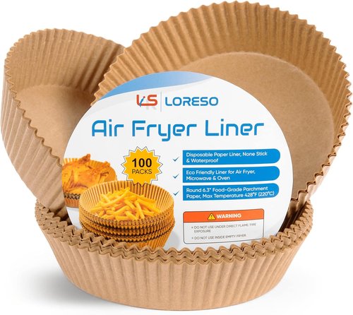 Air Fryer Liners - Disposable Non-Stick Parchment Paper Sheets | 100 Count, 6-7 Inch Round