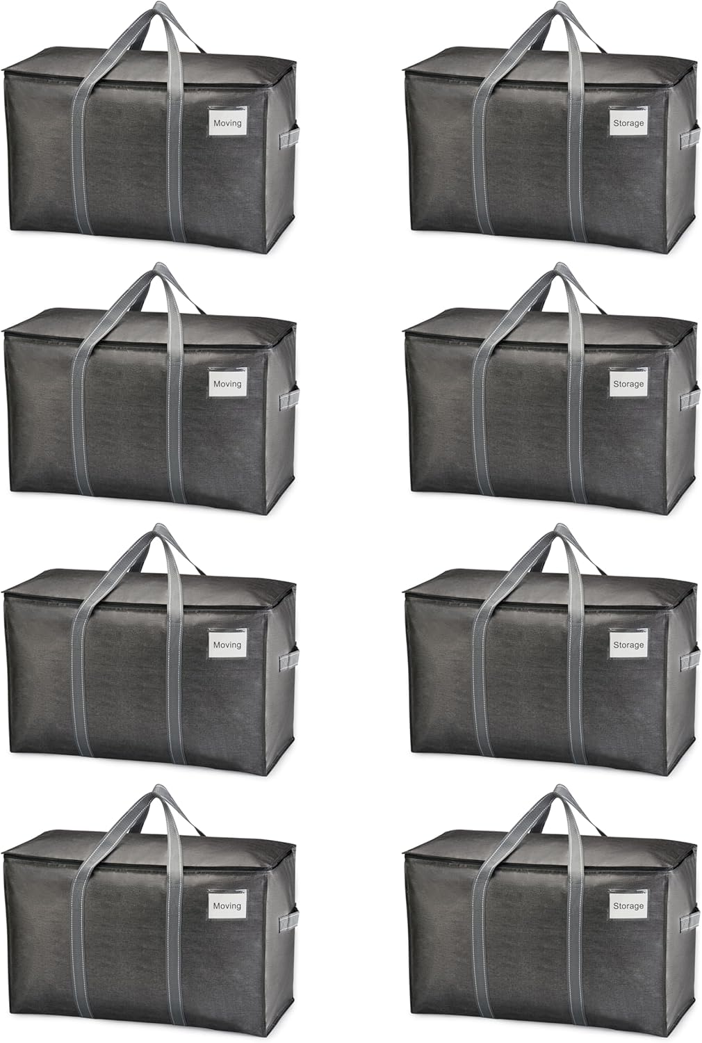 VENO Heavy Duty Moving Bags - 8 Pack Extra Large Storage Solution with Reinforced Handles & Zippers | Foldable & Reusable for Clothes & Dorms