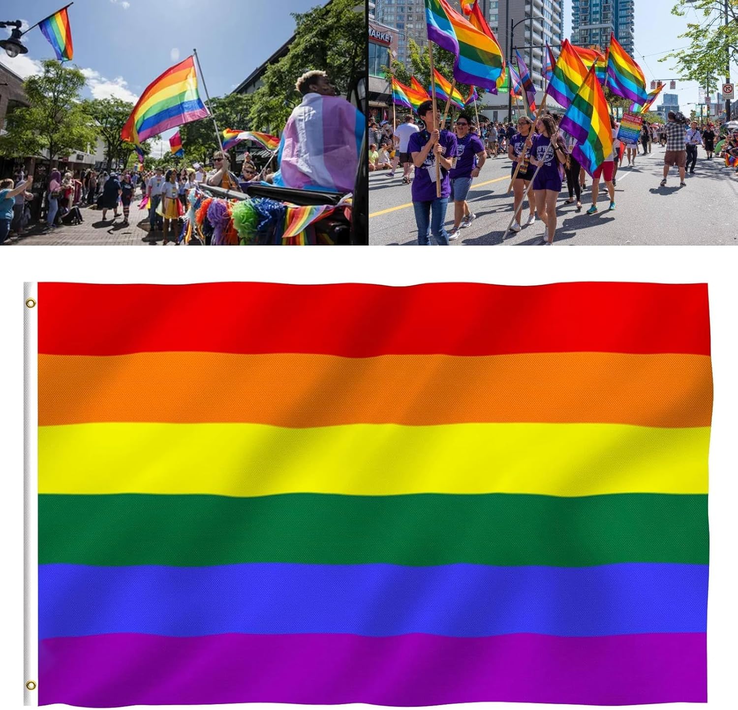Rainbow Flags | Gay Pride LGBT Flag - Durable 3x5 Foot Polyester Banner for Parades & Decor
