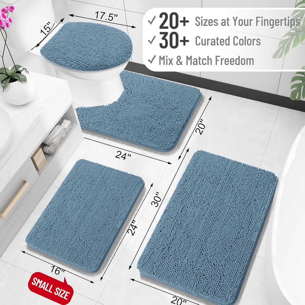 OLANLY Bathroom Rugs - Extra Soft Absorbent Chenille Mats | Quick Dry, Machine Washable, 36x24, Airy Blue