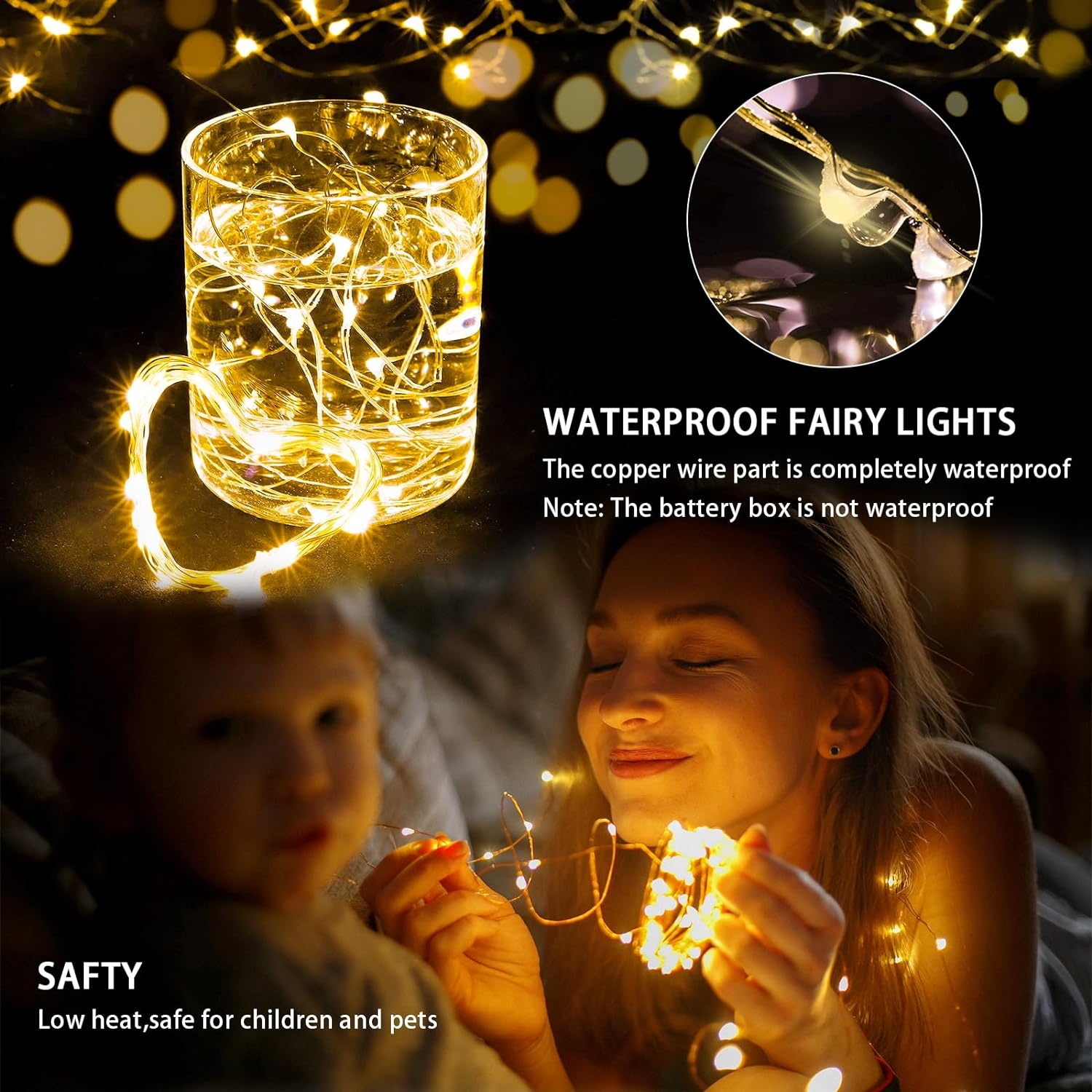 Skiennix 24-Pack Fairy Lights - 7Ft 20 LED Twinkle String Lights | Battery Operated & Waterproof for Weddings, Parties, & Home Decor - Warm White
