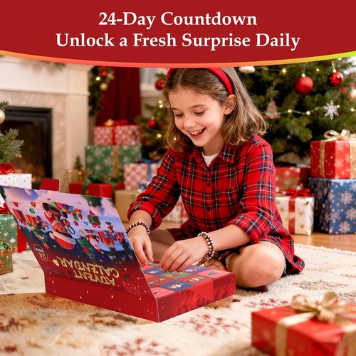 BABORUI Crystal Advent Calendar 2025 - Gemstone Countdown Box with 24 Unique Rocks for Kids & Families