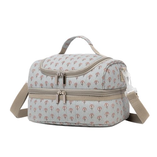 Life on track Insulated Kids Dual Compartment Lunch Bags Tote for Girls Boys Toddler Lunch Boxes Pre-School Toddler Kindergarten Picnic Camp Food Cooler Thermal with Strap (Z Blue Floral)