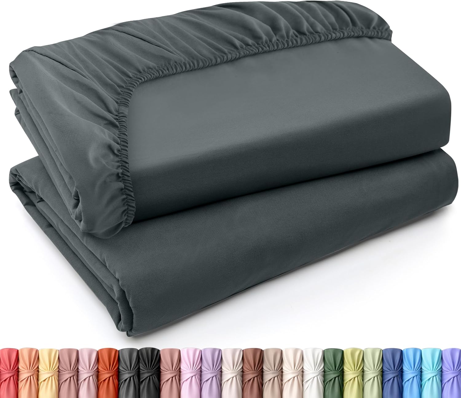 Utopia Bedding King Fitted Sheets - Soft Brushed Microfiber - Deep Pockets, Fade Resistant | 2-Pack, Grey