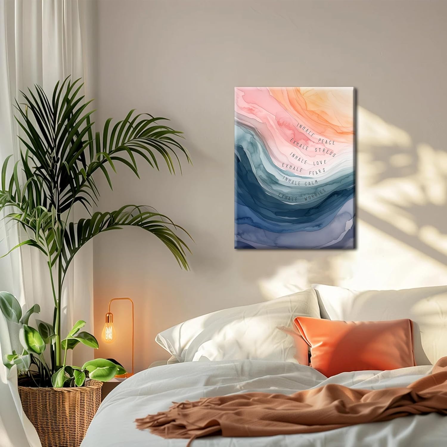 Regine Switzerland Mental Health Wall Art - Inspirational Inhale Exhale Canvas Print | 12x16 Inch Framed Decor