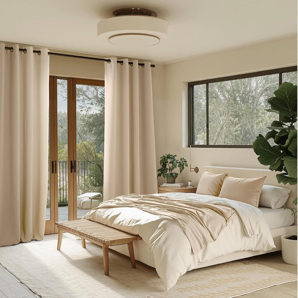 NICETOWN Light Blinds - Microfiber Grommet Thermal Insulated Shades for Kids' Rooms | 1 Pair, Biscotti Beige, W52 x L95