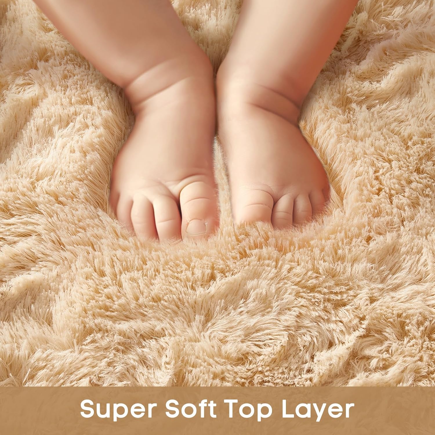Ophanie Beige Area Rug - Plush Soft Shaggy Carpet for Bedroom & Living Room | 4x6 Indoor Floor Decor