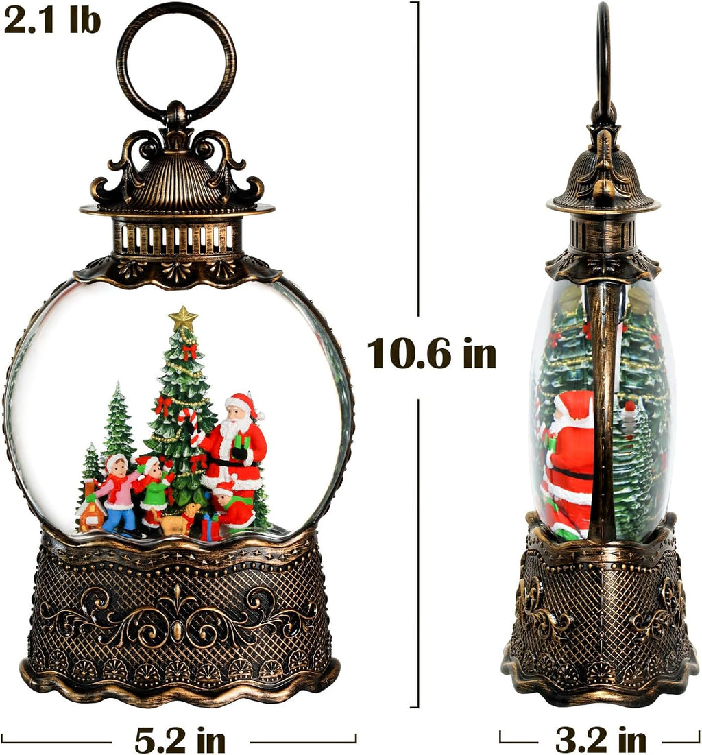 Priddop Santa Snow Globe | Musical Christmas Decoration with Glitter Snowfall - 10.6 Inch