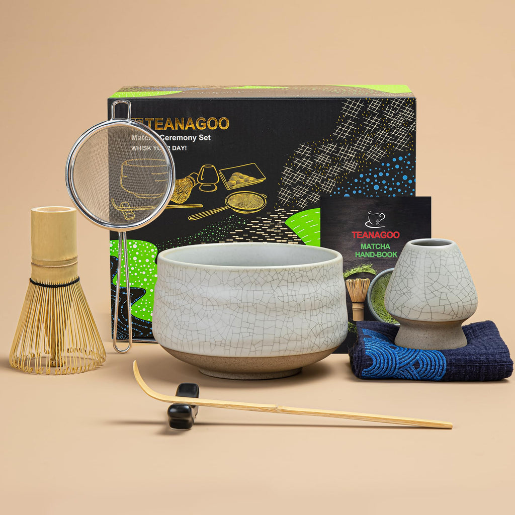 TEANAGOO Japanese Tea Set, Matcha Whisk Set, Bamboo Matcha Bowl (Chasen), Spoon (Chashaku), Matcha Whisk Holder, MSB-5 Tea Making Kit, Matcha