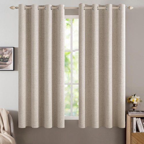 MIULEE Blackout Curtains - 100% Thermal Insulated Linen Textured Drapes | 52 x 45 Inch (2 Panels) for Bedroom & Living Room