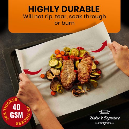 Baker's Signature Parchment Paper Sheets - 220 Pcs Heavy-Duty Non-Stick 12x16 In Size