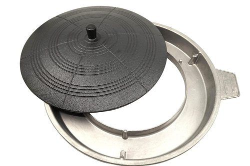 ZEESOON Korean Traditional Cast Iron BBQ Grill Pan Lid Shape Indoor/Outdoor Grill Pan, Caldron lid Shape Cast Aluminum Pan