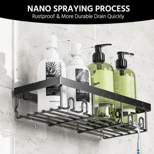 Moforoco Shower Caddy Basket Shelf - 3-Pack Rustproof Black Bathroom Organizer with Soap Holder