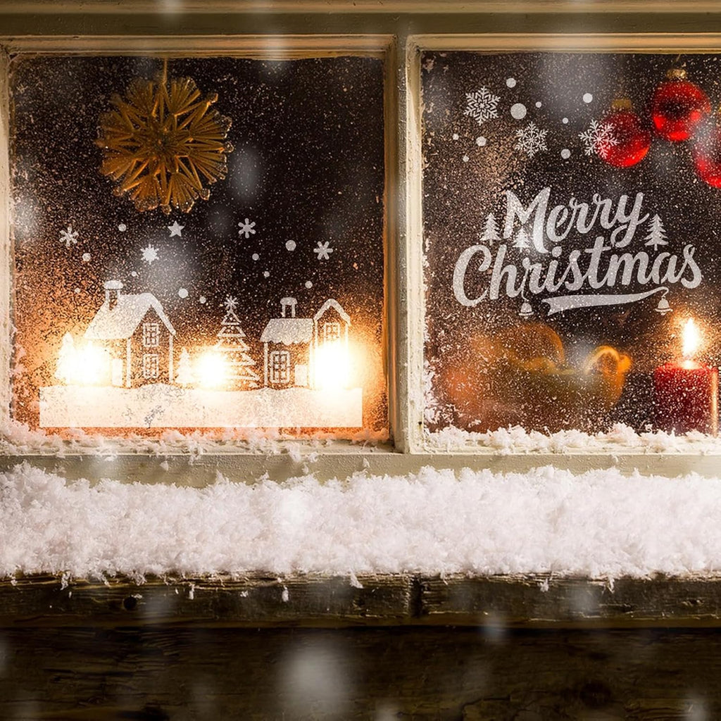 Regine Switzerland Large Christmas Stencils - 12 Pcs Winter House, Snowflake & Pine Tree Designs for Painting on Wood, Glass & Door Mats