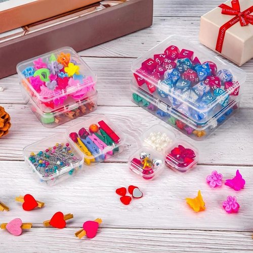 Clear Plastic Beads Storage Containers by [Brand Name] - 24 Pack with Hinged Lid for Crafts & Jewelry | 1.37 x 1.37 x 0.7 Inches