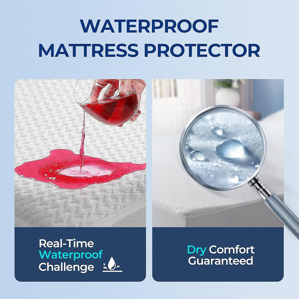 TASTELIFE Queen Size Mattress Protector - Waterproof & Breathable Cooling Cover, Deep Pocket Fits 8-21”