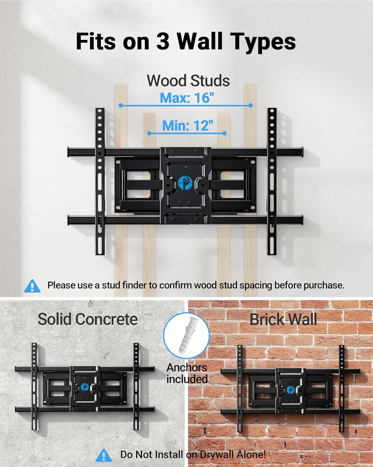 Pipishell Full Motion TV Wall Mount - Fits 37-84 Inch TVs Up to 132lbs | Articulating Swivel & Tilt