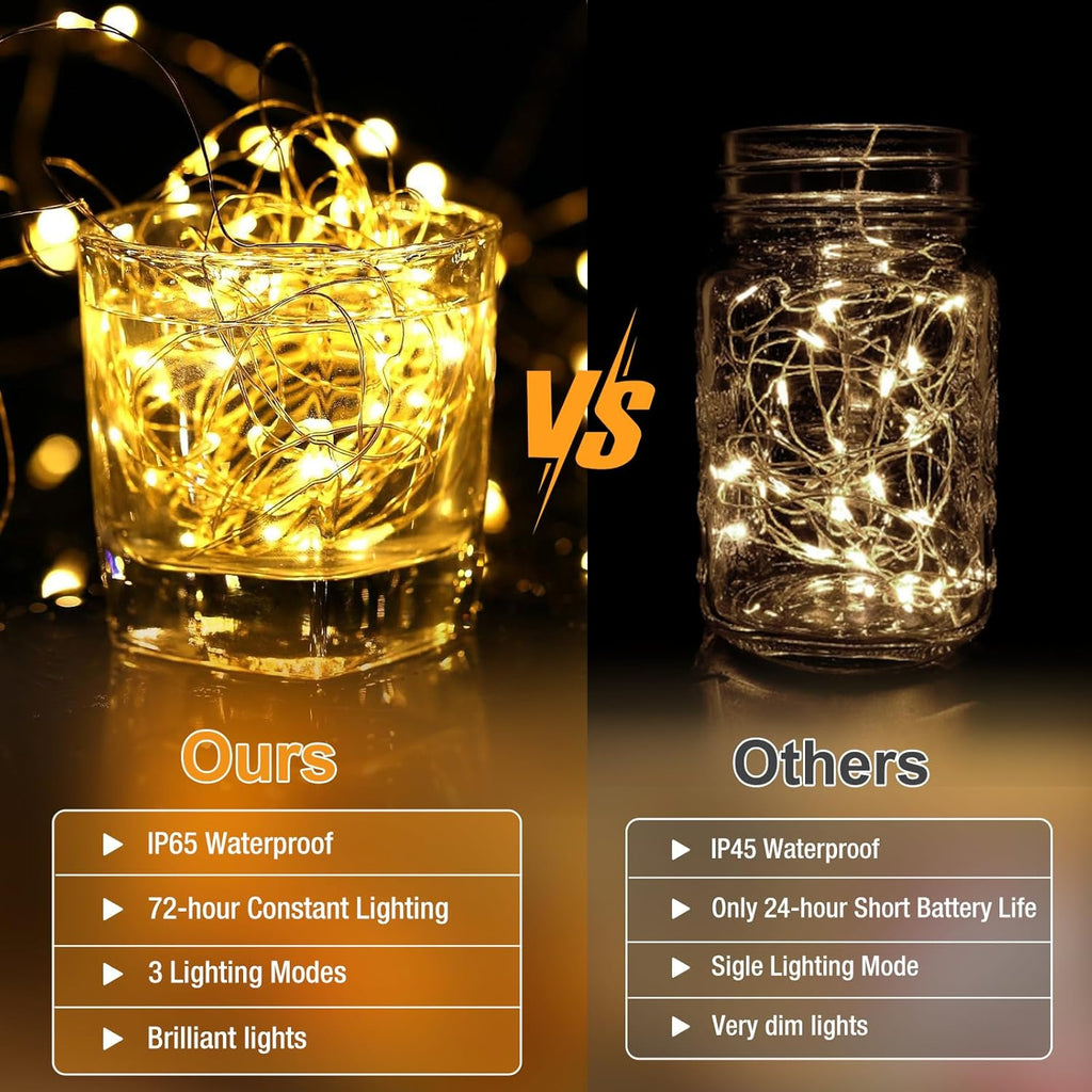 Skiennix 6 Pack Fairy Lights - 7ft Battery Operated Mini String Lights | Waterproof Twinkle Lights for DIY Decor - Warm & Cold White