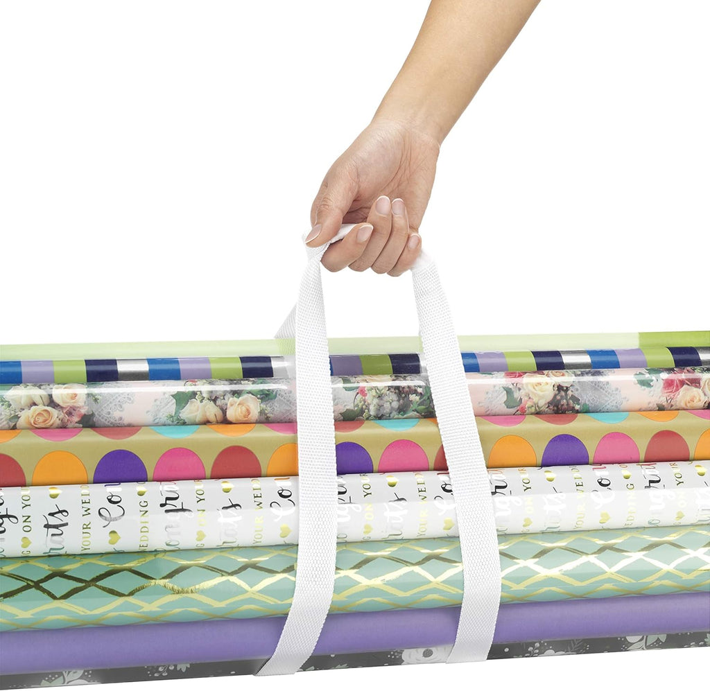 Whitmor Clear Gift Wrap Organizer - Zippered Storage for 25 Rolls | Pack of 6