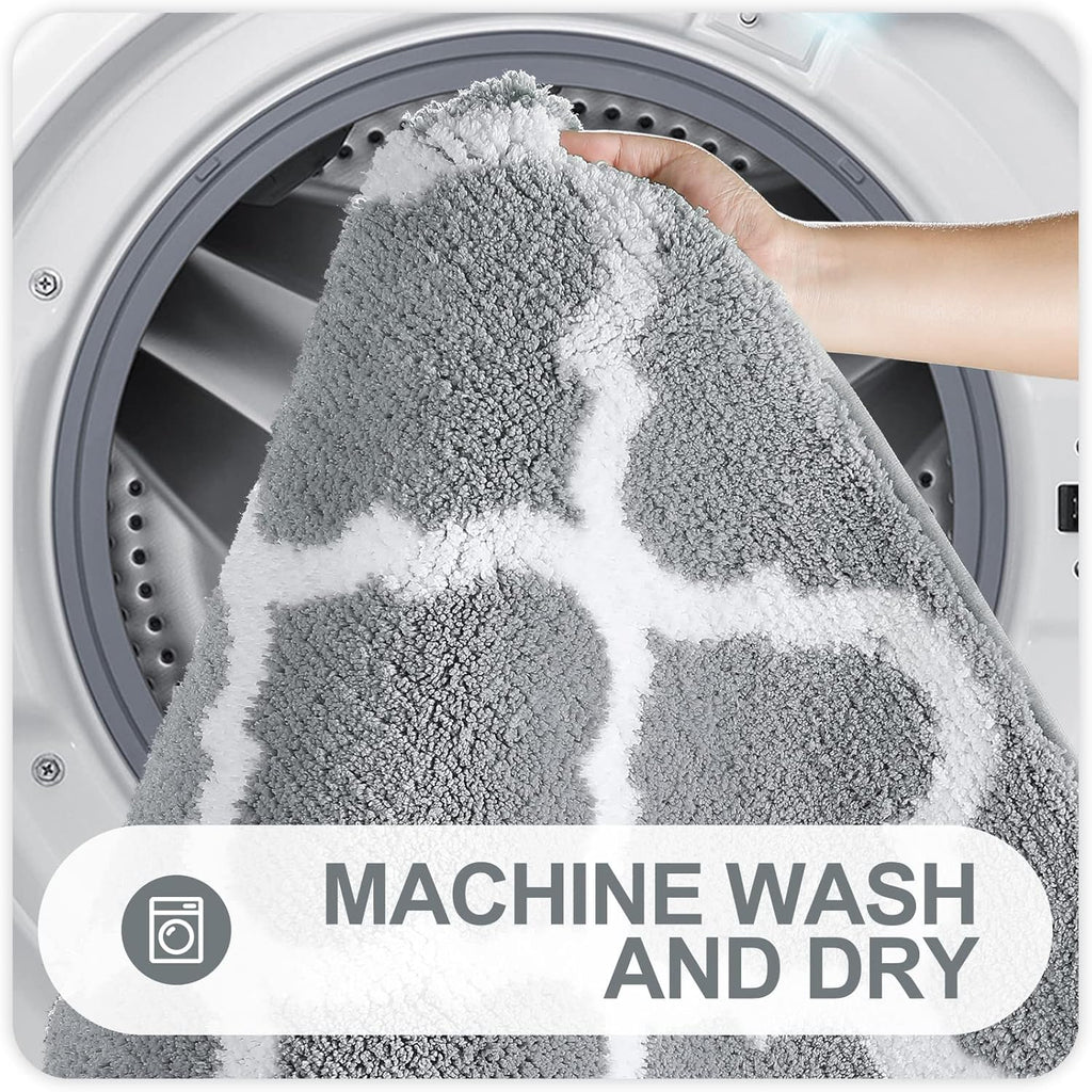 OLANLY Bathroom Rugs - Soft, Absorbent Microfiber Non-Slip Mats | 24x16 Inches, Grey