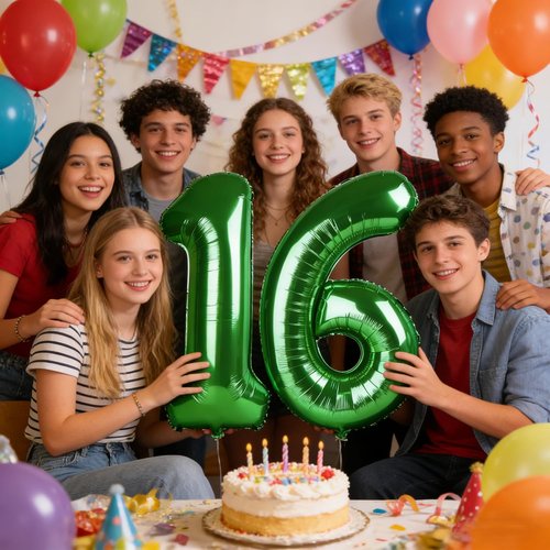 40 Inch Dark Green Number Balloons | Large Foil 16th Birthday Decorations for Sweet 16 Celebrations