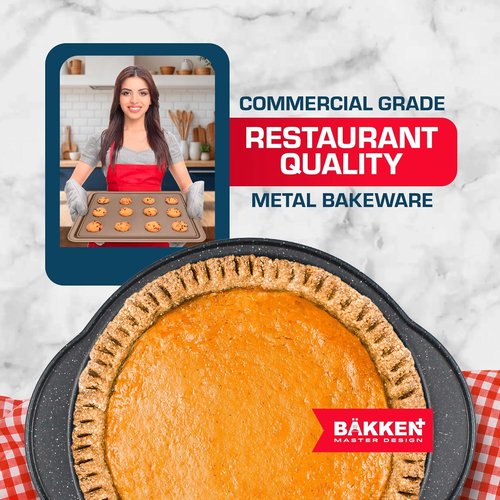 BAKKEN 6-Piece Baking Pan Set | Commercial Grade Carbon Steel, Nonstick & Stackable Design, Oven Safe Up to 450°F, Gray Marble