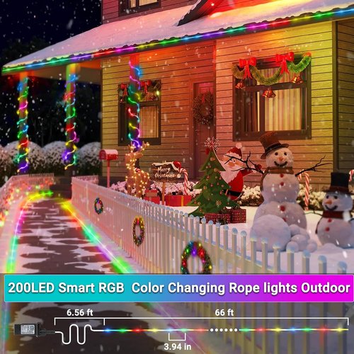 Jnaurb RGB Color Changing Rope Lights - 33ft Smart String Lights with Remote & APP Control | Waterproof Music Sync for Bedroom & Garden