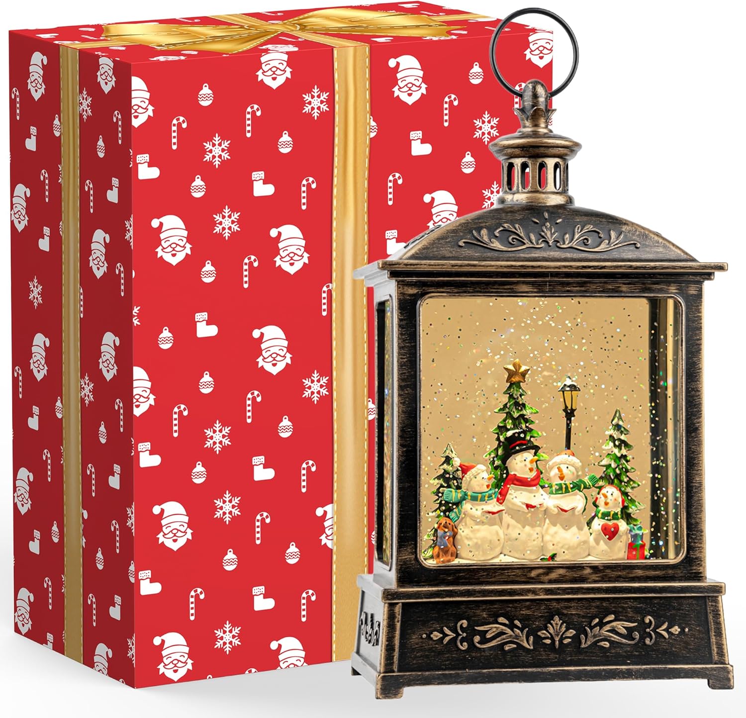 Skiennix 12.5'' Christmas Snow Globe Lantern - Lighted Snowman Choir with Musical Features | Battery Operated & USB Powered Home Decoration