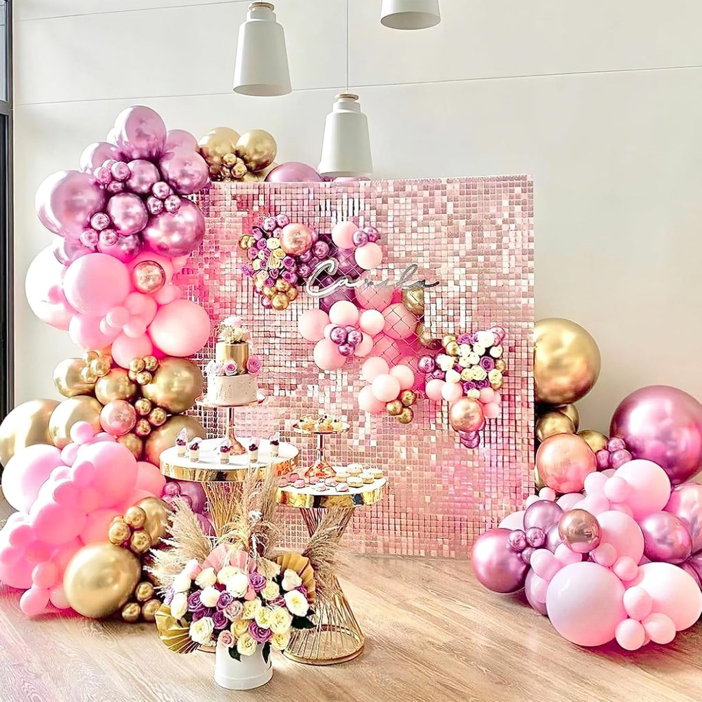 PartyWoo Balloon Garland - 100 Pcs Pink & Purple Balloons in Various Sizes for Birthday & Party Decor