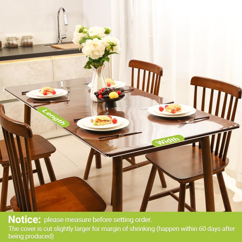 ETECHMART Clear Plastic Table Cover Protector Rectangle 36 x 72'', Thick Waterproof Transparent Table Protector for Dining Table, Non-Slip Heat Resistant Clear Desk Mat for Kitchen Office Desktop
