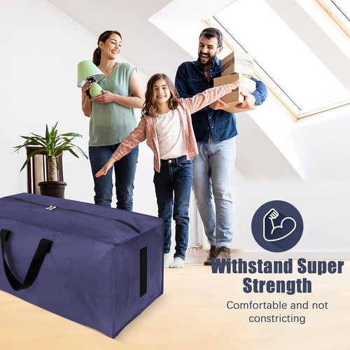 HOMESURE Large Water-Resistant Moving Bags - 4 Pack Heavy-Duty Storage Totes with Zippers & Handles | Blue