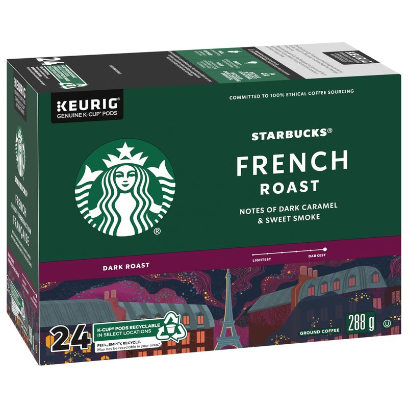 Starbucks French Roast, Dark Roast Coffee, Single Serve Keurig K-Cup Pods, 24 Capsules