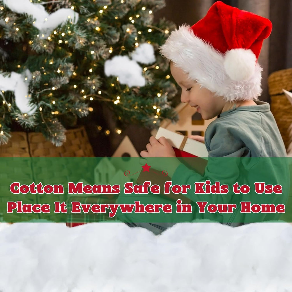 QZYL Fake Snow - Fluffy Cotton Snow for Christmas Village | 6 OZ Vacuum Packaged White Decor