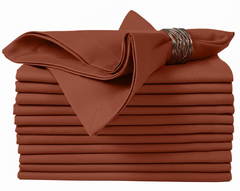 Ruvanti Cloth Napkins Set of 12, 100% Cotton High GSM 18x18 Inches Soft, Washable, Highly Durable & Absorbent, Perfect for Parties, Christmas, Thanksgiving Dinners – Rust